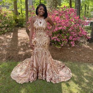 Mori Lee Champagne Rose Prom Dress